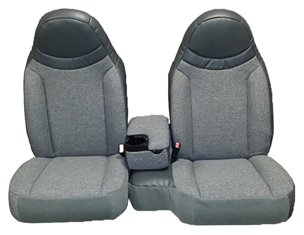 2000 Ford Ranger Std Cab Pickup Seat Upholstery Front Buckets w Console w o Cup Holder Indigo Blue Cloth Navy Blue Velour